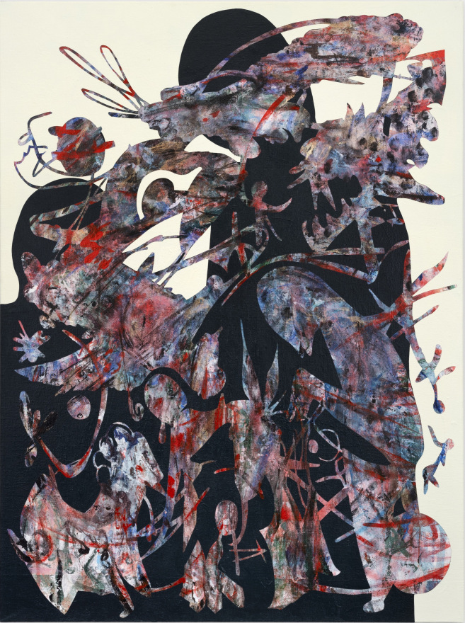 Ana Villagomez People Haggle With Us Even Over Our Shadows, 2025 Signed, titled, and dated on verso Acrylic and flashe on canvas 40 x 30 in 101.6 x 76.2 cm (AVI25.010)