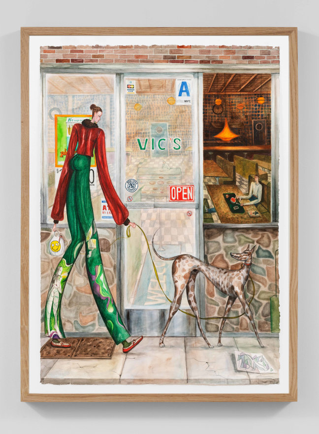 Charlie Roberts, Animal Companions, 2024, Watercolor on paper, 44 1/2 x 32 1/8 in, 113 x 81.5 cm (framed) (CRO24.007)