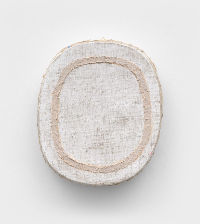 Otis Jones White Oval Shape With Oval Line, 2025 Signed, titled, and dated on verso Acrylic on linen on wood 11 1/2 x 13 1/2 x 3 in 29.2 x 34.3 x 7.6 cm (OJO25.012)