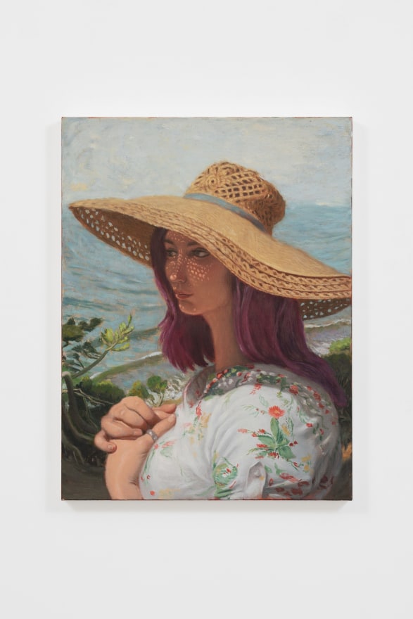 Jansson Stegner Anna in a Straw Hat, 2022 Oil on linen 29 x 22 in 73.7 x 55.9 cm (JAS22.024)