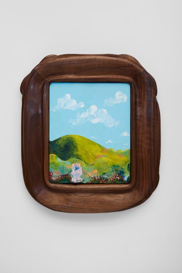 Karel Dicker Secret Fountain, 2025 Acrylic on Belgian linen with American walnut frame 19 x 16 1/2 in 48.3 x 41.9 cm (KDI25.034)