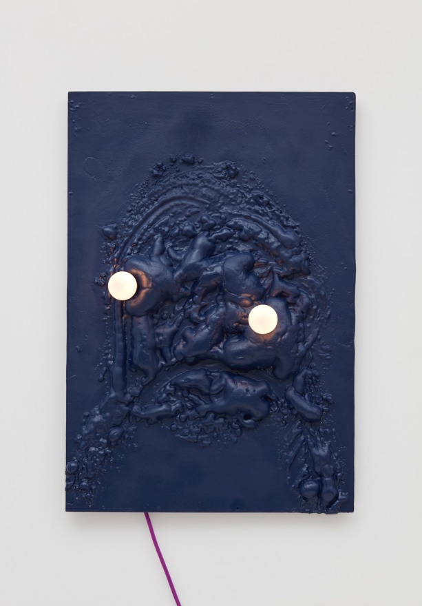 Jon Pylypchuk, Hey baby, i just had sex with the moon &ndash; and I&rsquo;m pretty sure I liked it!, 2018 Cast aluminum, acrylic paint, LED light bulbs 47 1/8 x 31 1/2 x 2 in (119.7 x 80 x 5.1 cm), JPY18.006