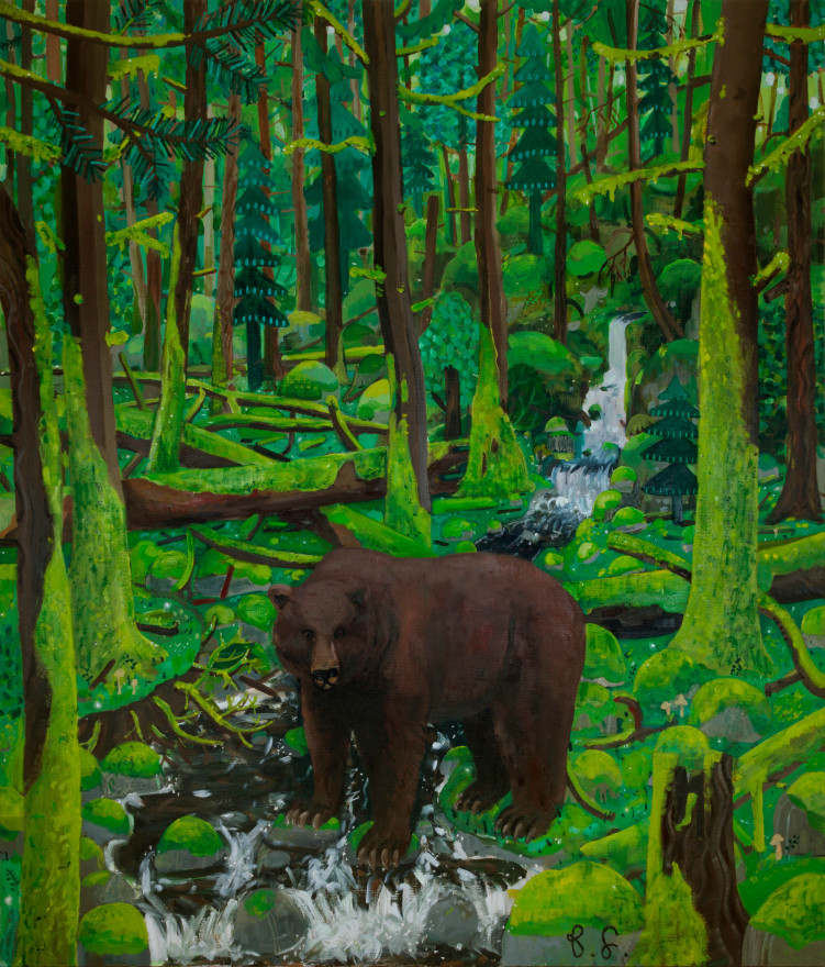 Ben Sledsens, Bear in the Deep Woods, 2018-2019, Oil and acrylic on canvas, 78 3/4 x 70 7/8 in (200 x 180 cm), BSL19.001