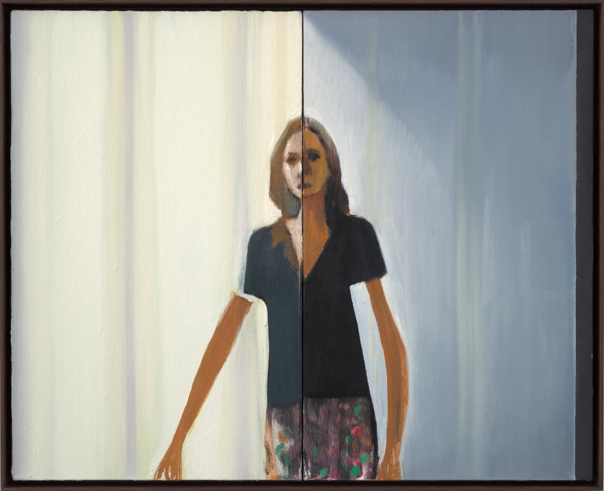 Jonathan Wateridge Mirror, 2023 Oil on canvas In 2 parts 26 5/8 x 32 3/4 in (framed) 67.6 x 83.2 cm (framed) (JWA23.037)
