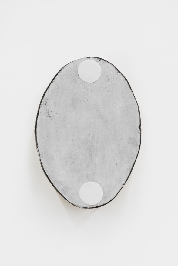 Otis Jones Oval with Two White Circles, 2021 Acrylic on linen on wood 20 1/2 x 14 1/2 x 3 in 52.1 x 36.8 x 7.6 cm (OJO21.008