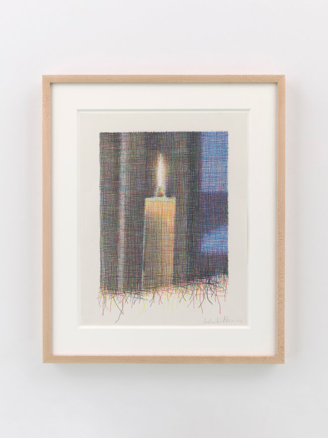 Asher Liftin Candle (unravel), 2024 Colored pencil on paper 18 1/4 x 15 1/4 in (framed) 46.6 x 38.7 cm (framed) (ALI24.022)