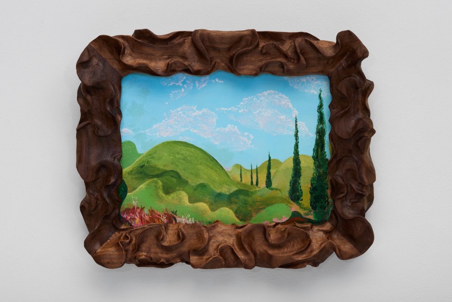 Karel Dicker Up and Down, 2025 Acrylic on cotton with American walnut frame 9 1/2 x 11 3/4 in 24 x 30 cm (KDI25.020)