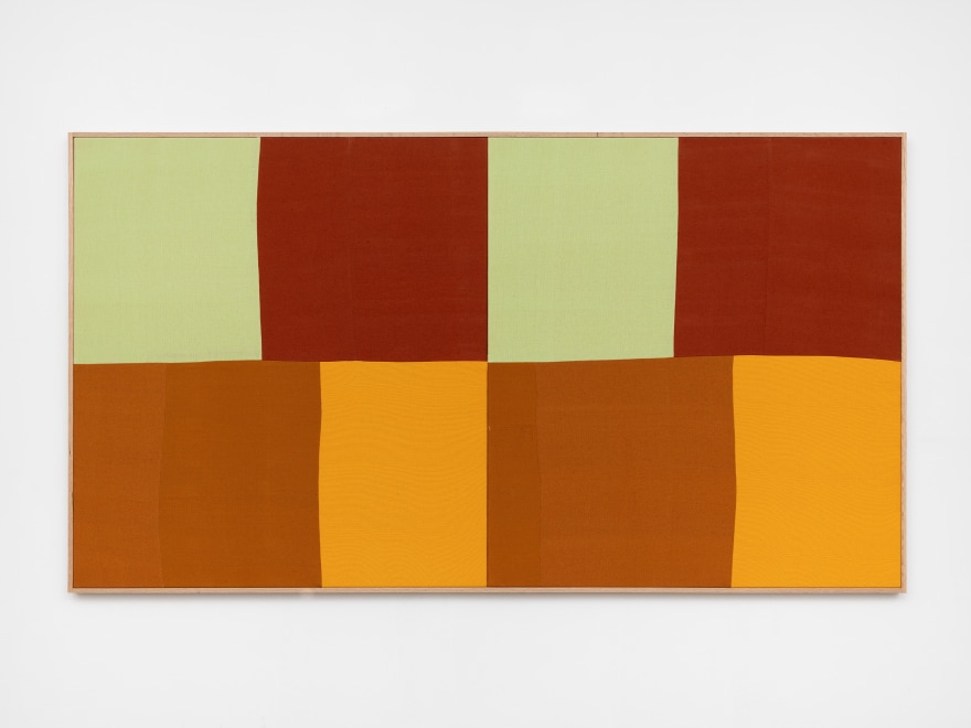 Ethan Cook, Sun with Red Horse, 2020. Hand woven cotton and linen, framed 47 x 86 in, 119.4 x 218.4 cm (ECO20.042)