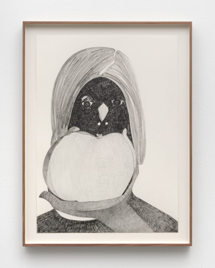 Nicola Tyson Pumpkin Eater, 2022 Graphite on paper 28 1/2 x 21 1/2 x 1 1/2 in (framed) 72.2 x 54.5 x 3.8 cm (framed) (NTY22.031)