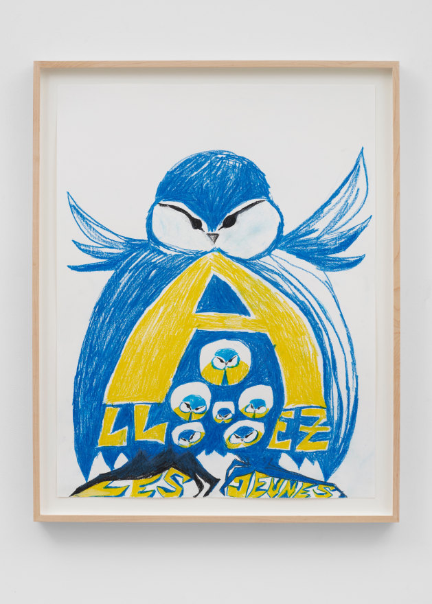 Bendix Harms Blue Tit Arcitecture, 2022 Crayon on paper 27 1/2 x 19 3/4 in 70 x 50 cm (BHA23.001)