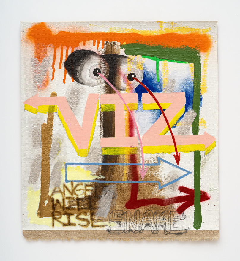 Jayme Burtis Untitled, 2021 Acrylic, spray paint, and pencil on linen canvas 16 x 14 1/2 in 40.6 x 36.8 cm (JBU22.005)