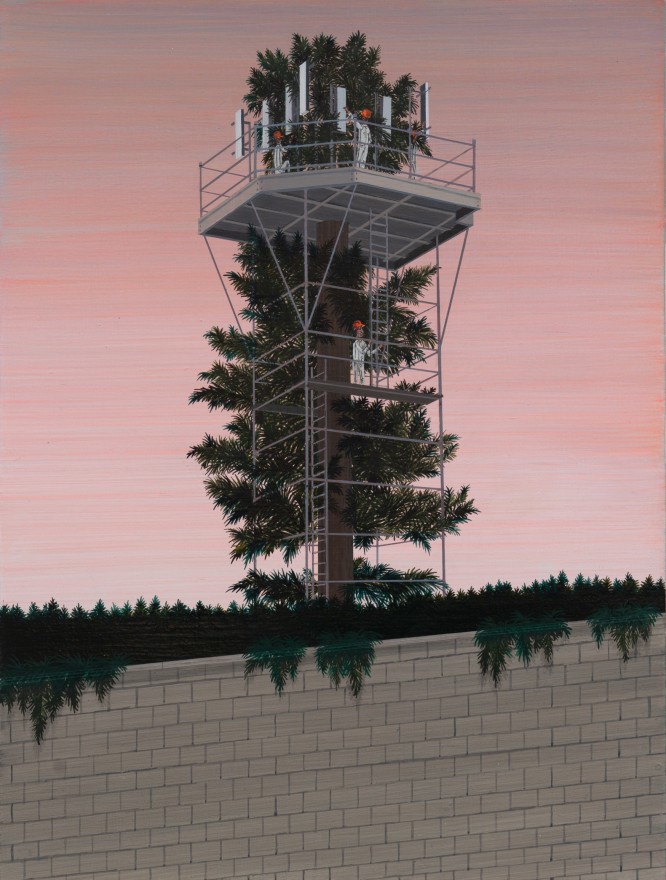 Ian Davis Cellphone Tower, 2022 Acrylic on panel 16 3/4 x 12 3/4 x 1/4 in (framed) 42.5 x 32.4 x 0.6 cm (framed) (IDA22.003)