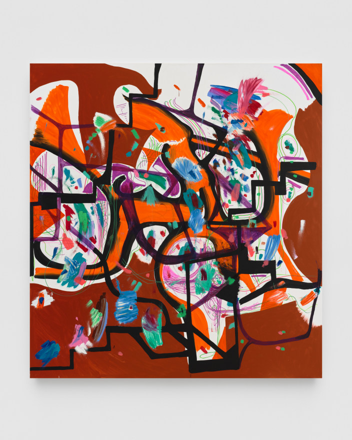 Joanne Greenbaum Untitled, 2022 Oil, flashe, and marker on canvas 75 x 65 in 190.5 x 165.1 cm (JGR22.044)
