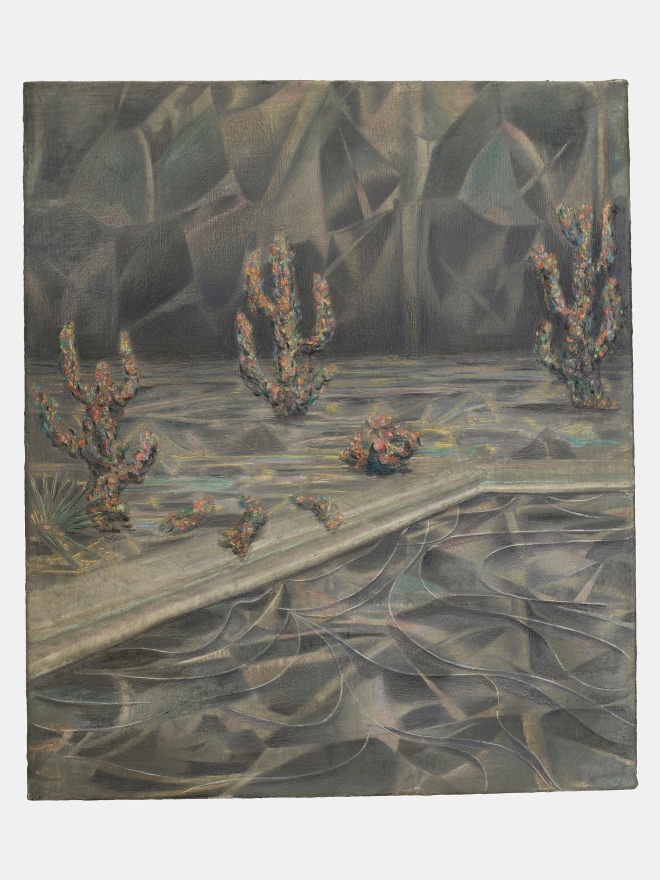 Marin Majic Cactus Pool, 2021 Colored pencil, oil color, marble dust on linen 20 x 17 in 50.8 x 43.2 cm (MMA21.041)