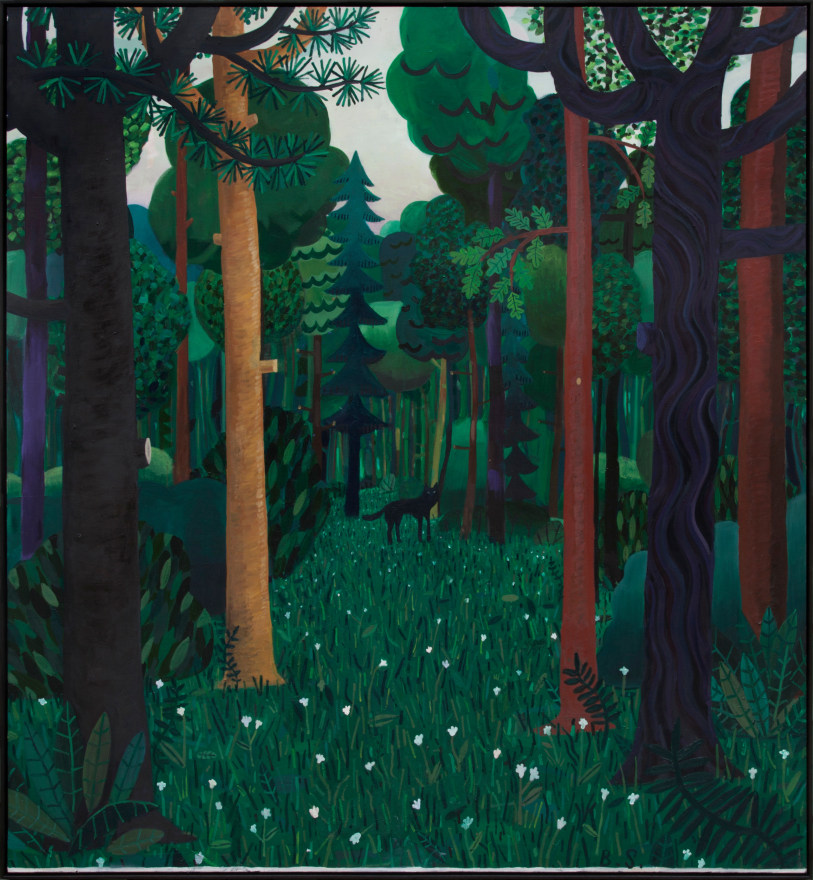 Ben Sledsens, Wolf in the Forest, 2017. Oil and acrylic on canvas, 78 3/4 x 72 7/8 in, 200 x 185 cm (BSL17.007)