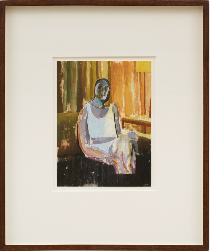 Jonathan Wateridge Figure in a Room (seated), 2022 Oil on paper 16 3/8 x 13 3/4 x 1 5/8 in (framed) 41.7 x 34.8 x 4 cm (framed) (JWA22.070)