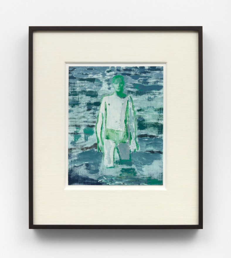 Jonathan Wateridge Man in Water II, 2021 Oil on paper 15 x 13 in (framed) 38.1 x 33 cm (framed) (JWA21.087)