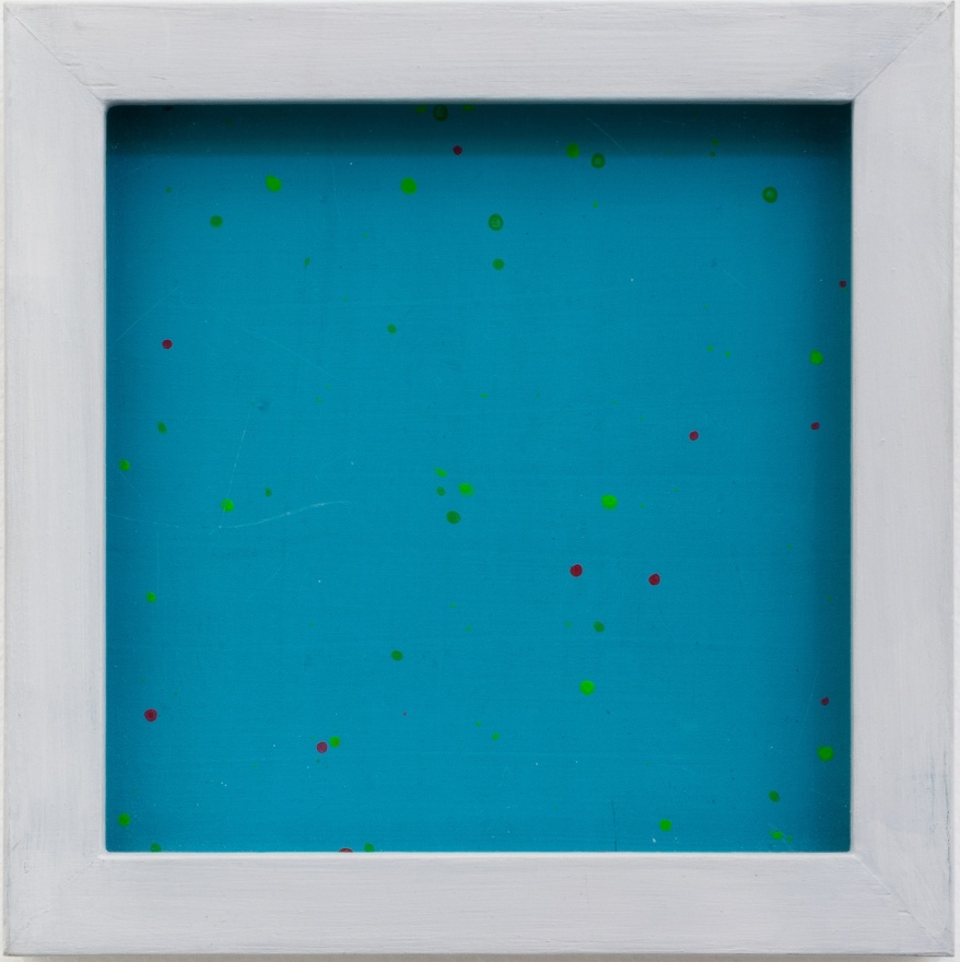 Peter Kim, Untitled, 2019. Acrylic, tempera, glass, wood, 7 1/4 x 7 1/4 x 1 1/4 in, 18.4 x 18.4 x 3.2 cm, (PKI20.001)