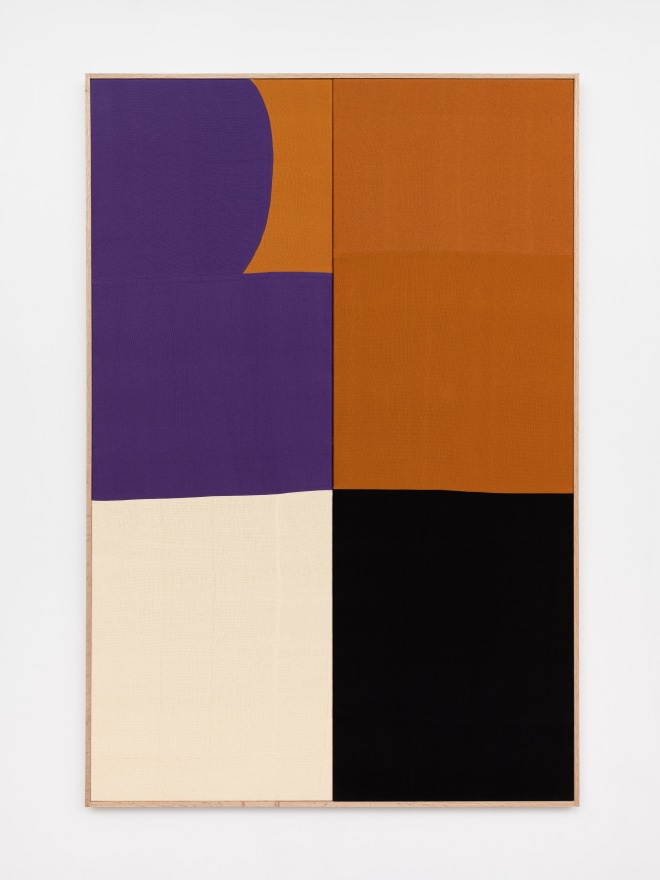 Ethan Cook, Purple Curve, 2020. Hand woven cotton and linen, framed 72 x 48 in, 182.9 x 121.9 cm (ECO20.039)