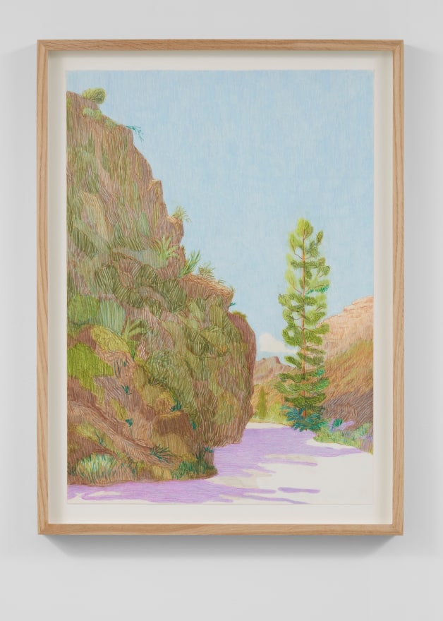 Per Adolfsen  The road to Mogan, 2023  Colored pencil on Hahnem&uuml;hle paper  26 3/8 x 19 3/4 in (framed)  67 x 50 cm  (PAD24.004)