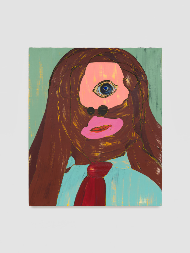 Nicola Tyson Self-portrait: Red Tie (small), 2022 Acrylic on linen 26 x 31 in 66 x 78.7 cm (NTY22.001)