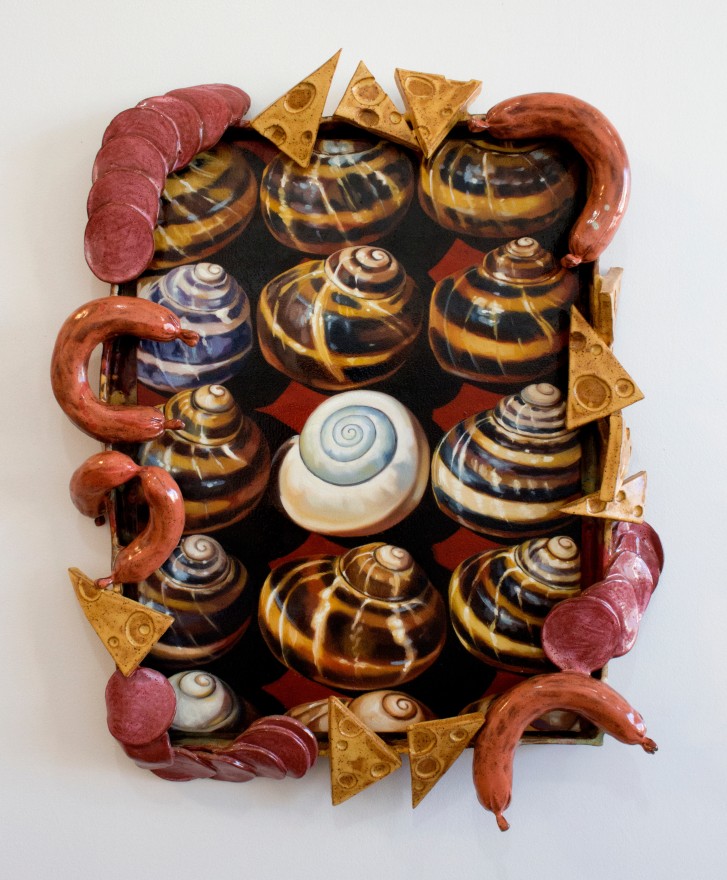 Stephanie Temma Hier Chew Before You Swallow, 2020 Oil on linen with glazed stoneware sculpture 31 x 26 x 5 in 78.7 x 66 x 12.7 cm (SHI20.005)