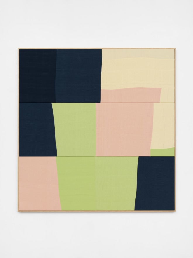 Ethan Cook, Les Fleurs, 2020. Hand woven cotton and linen, framed 70 x 72 in, 177.8 x 182.9 cm (ECO20.038)