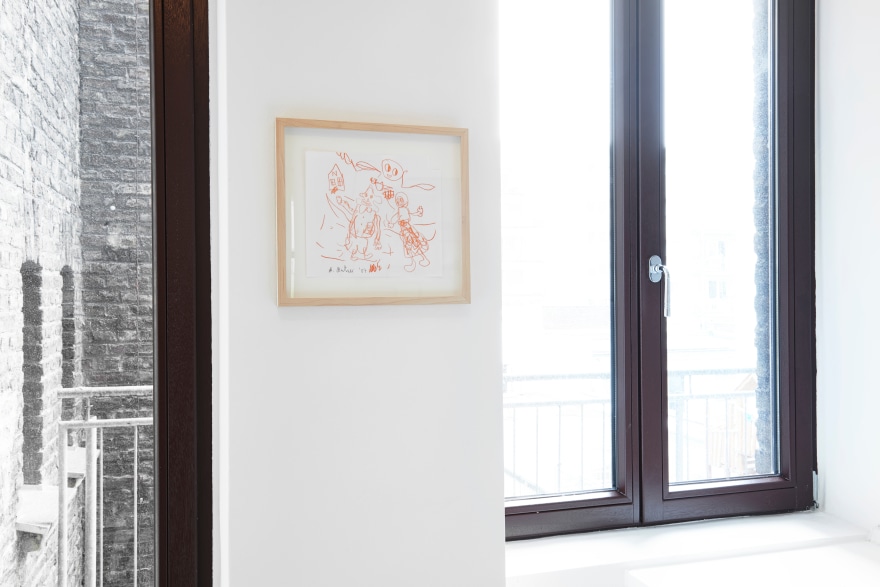 Installation View of Untitled Red Butzer Drawing