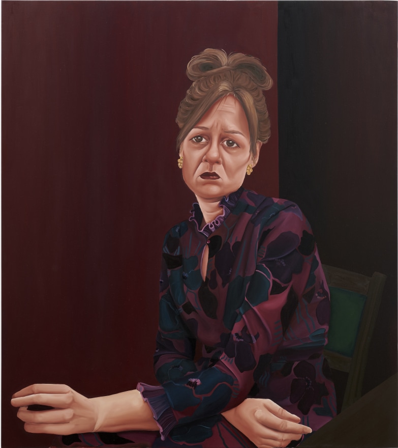 Madeleine Pfull, Purple Lady 1, 2020. Oil on linen, 54 x 48 in, 137.2 x 121.9 cm (MP20.003)