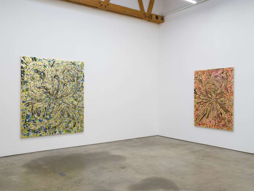 Installation view of Mindy Shapero, Cracked; loosely thru the night visions., (March 24 - April 29, 2023). Nino Mier Gallery One, Los Angeles.