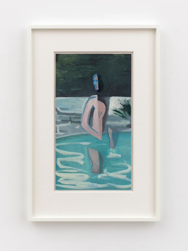 Jonathan Wateridge Standing Swimmer, 2025 Oil on paper 25 1/4 x 17 x 1 5/8 in (framed) 64 x 43.2 x 4 cm (framed) (JWA25.027)