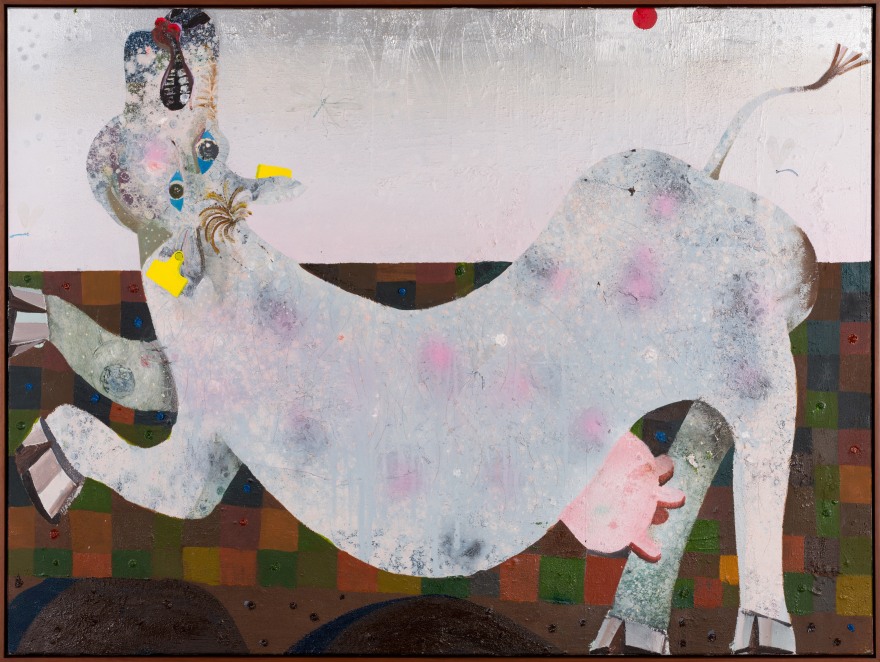 Pieter Jennes A cow that history won't soon forget, 2022 Oil on canvas 35 7/8 x 48 in 91 x 122 cm (PJE23.002)