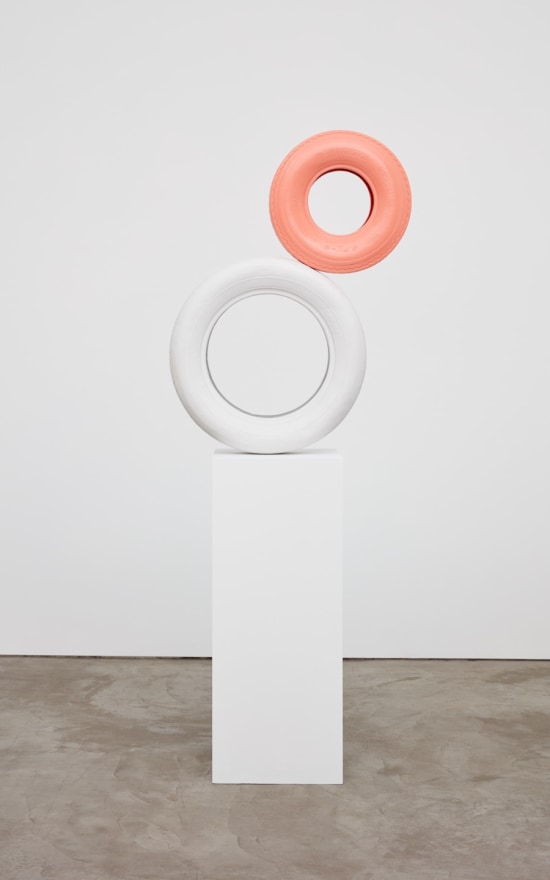 Jon Pylypchuk, Pink Eye, 2018. Bronze and enamel paint on wooden plinth, 31 x 38 x 7 1/2 in, 78.7 x 96.5 x 19.1 cm. Unique Edition of 3 of plus 2 AP (JPY18.001)