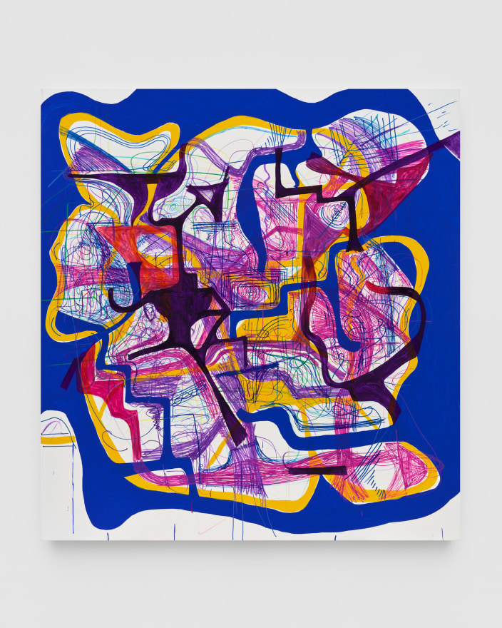 Joanne Greenbaum Untitled, 2022 Flashe and marker on canvsas 75 x 65 in 190.5 x 165.1 cm (JGR22.040)
