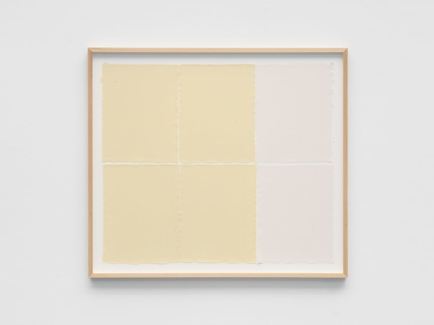 Ethan Cook Four alabasters, two whites, 2022 Handmade pigmented paper 24 3/4 x 28 in - framed 62.9 x 71.1 cm - framed (ECO22.033)