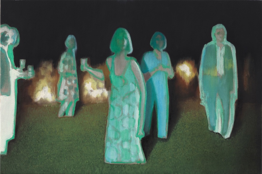 Jonathan Wateridge Guests (Night), 2023 Oil on linen 19 3/4 x 29 1/2 in 50 x 75 cm (JWA23.043)