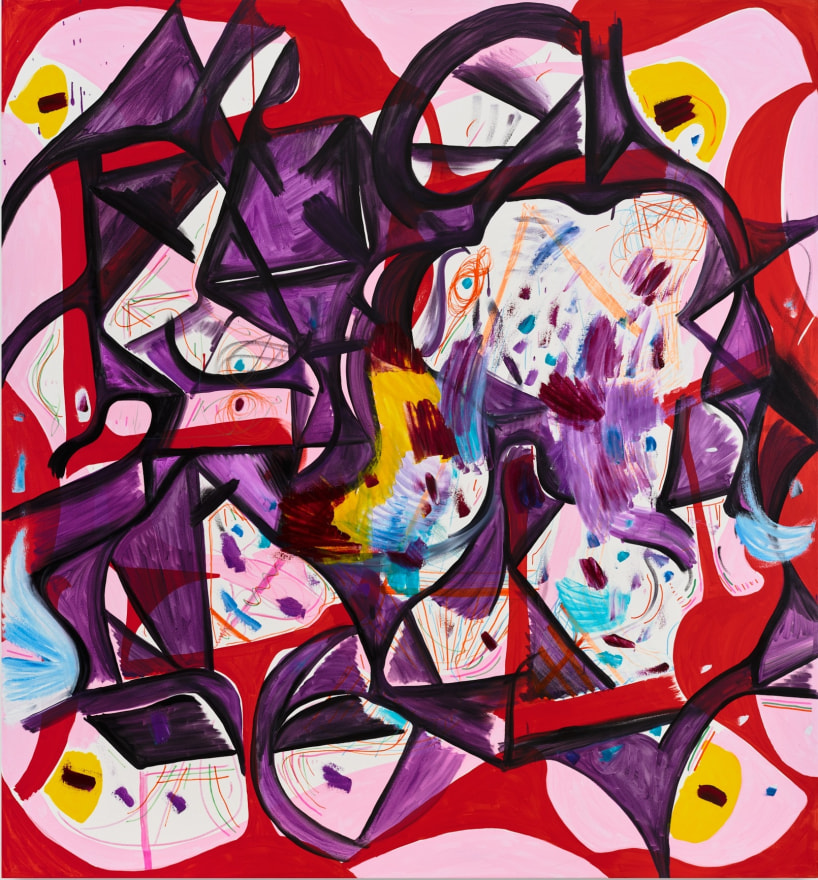 Joanne Greenbaum Untitled, 2022 Oil, flashe, and marker on canvas 75 x 65 in 190.5 x 165.1 cm (JGR22.039)