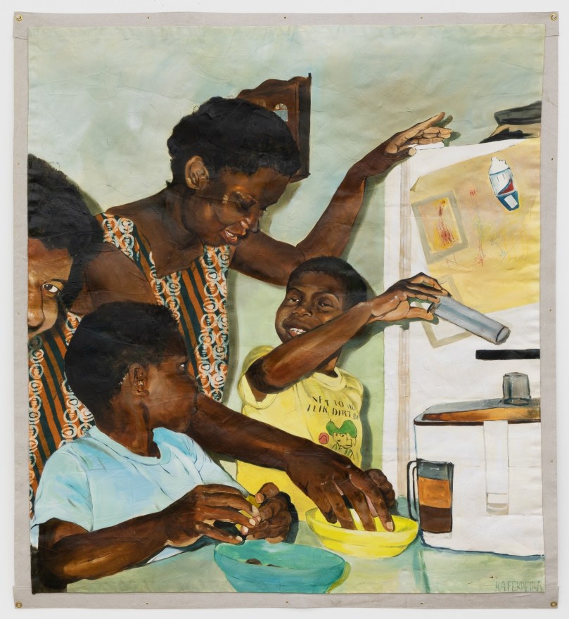 Kareem-Anthony Ferreira, Small appliances that helped us fit, 2020. Oil, mixed media, canvas, 72 x 66 in, 182.9 x 167.6 cm (KFE20.006)