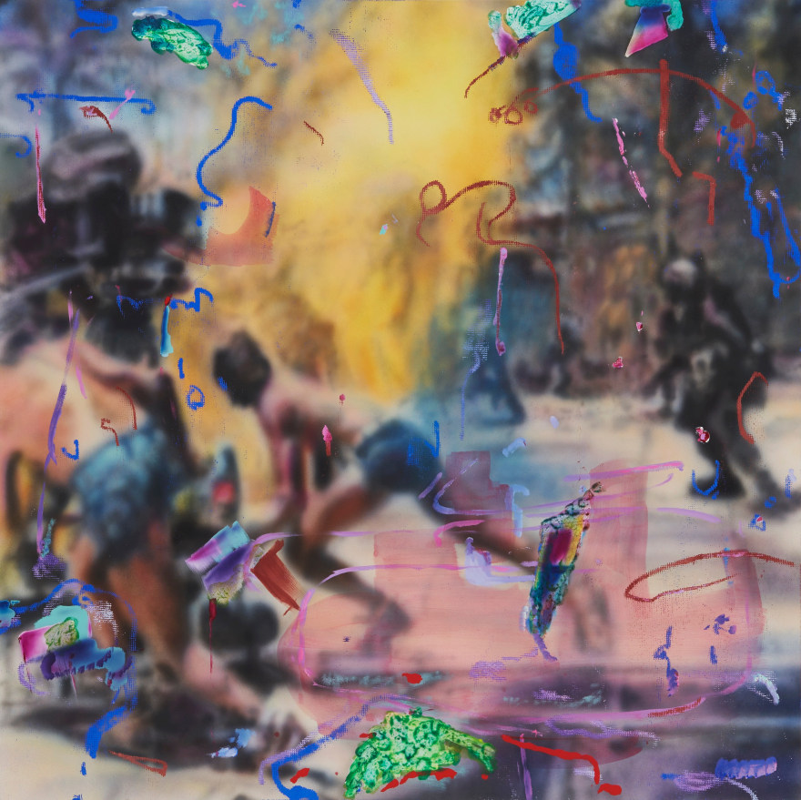 Antwan Horfee Swimshorts rebels scenario, 2023 Acrylic and pigments on canvas 70 7/8 x 70 7/8 in 180 x 180 cm (HOR23.046)