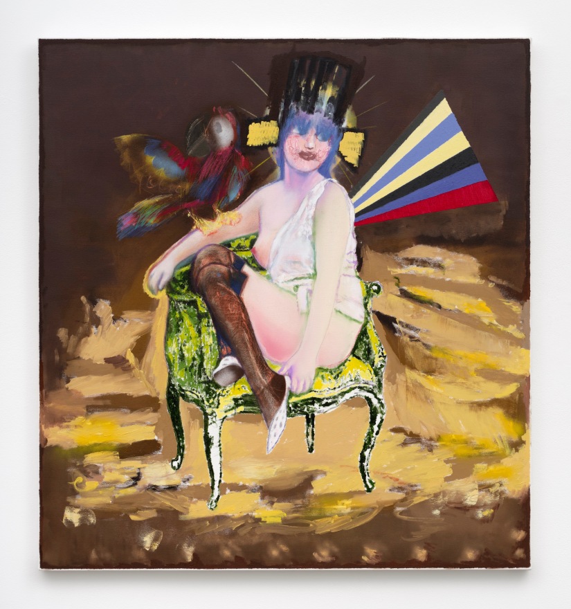 Alessandro Pessoli, L'Italiana, 2023 Oil, spray paint, colored pencils, pencils, oil pastels on canvas, 47 x 43 1/2 in, 119.4 x 110.5 cm, (APE23.005)