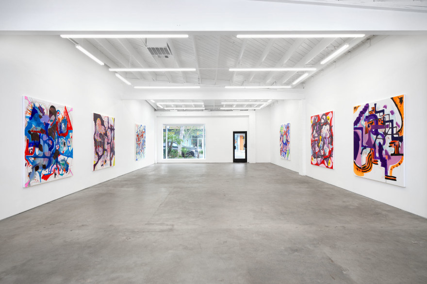 Installation view of Joanne Greenbaum, IVE SEEN THAT FACE BEFORE, (March 24 - April 29, 2023). Nino Mier Gallery Three, Los Angeles.