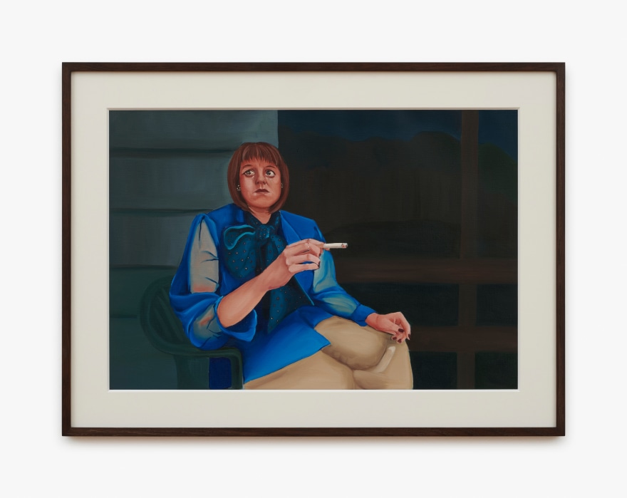 Madeleine Pfull, Porch Lady, 2020. oil on paper, 19 3/4 x 26 5/8 in, framed 50 x 67.5 cm, framed (MP20.027)