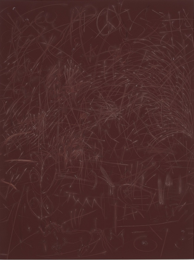 Thomas Wachholz, Ohne Titel (Reibl&auml;che). Red phosphorous, binder and cardboard on wood, 55 x 41 x 1.4 inches, 140 x 105 x 3.5 cm TW16.013