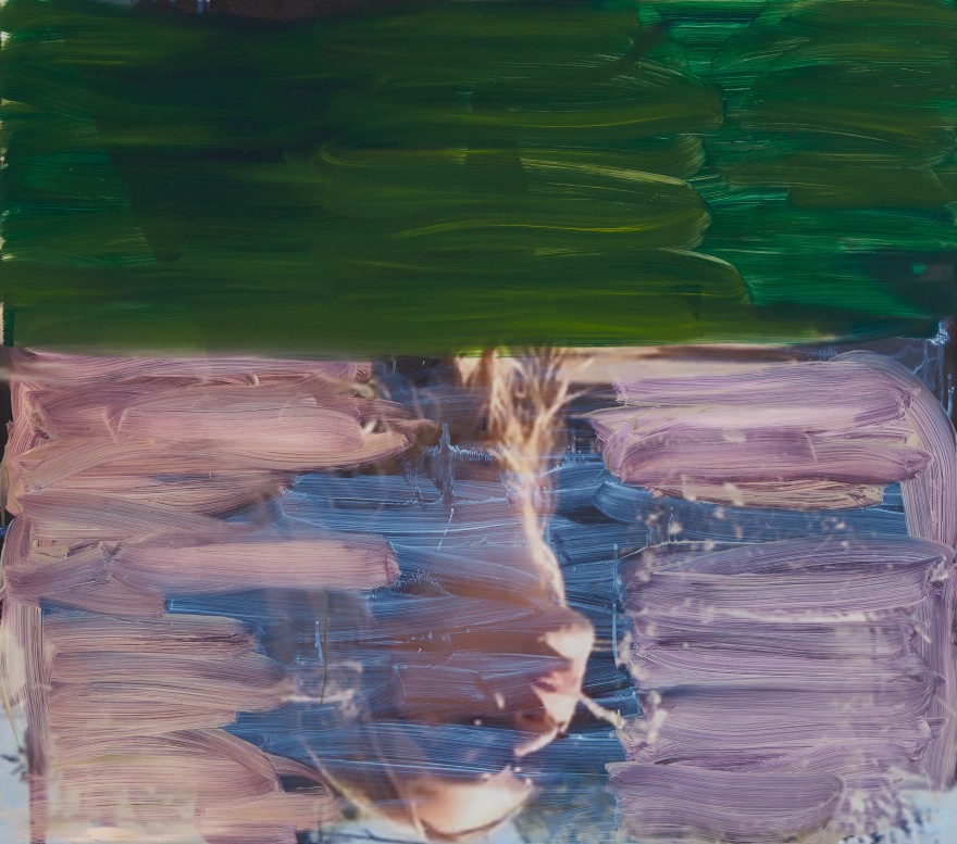 Peter Bonde, Spit-Take, 2016. Oil on mirror foil, 45.48 x 51 x 1.6 inches, 115 x 130 x 4 cm (PB16.010)