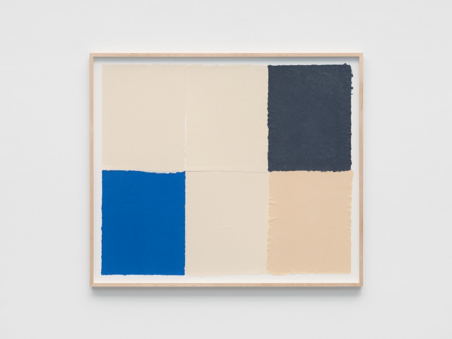 Ethan Cook Blues, alabaster, cream, 2022 Handmade pigmented paper 30 1/4 x 30 1/2 in - framed 76.8 x 77.5 cm - framed (ECO22.049)