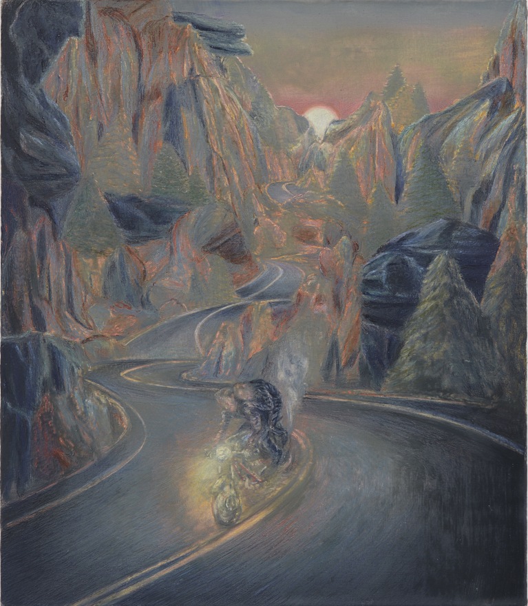 Marin Majić Ride at Dawn, 2023 Color pencil, marble dust, and oil color on linen 22 x 19 in 55.9 x 48.3 cm (MMA23.021)