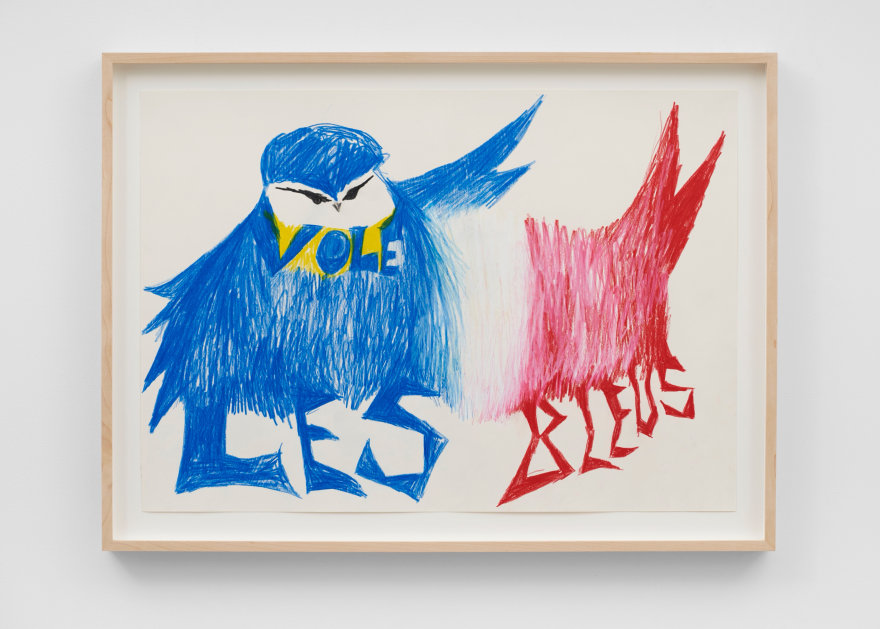 Bendix Harms Vole les Bleus, 2022 Crayon on paper 19 3/4 x 26 3/8 in 50 x 67 cm (BHA23.006)