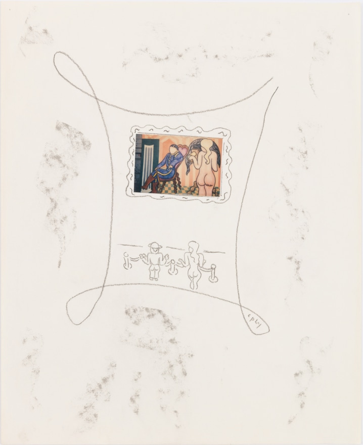 William N. Copley, Untitled, 1991. Pencil and collage on paper, 13 1/2 x 11 1/8 in, 34.3 x 28.3 cm (WC20.027)