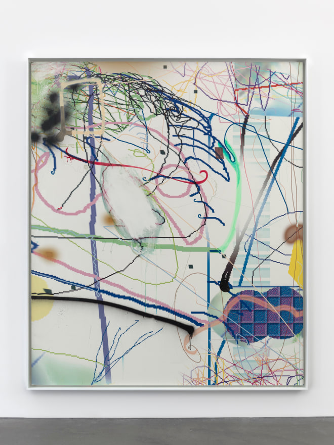 Albert Oehlen Das Gewicht der Ladung , 2002 silkscreen, oil and spray paint on canvas 78 3/4 x 66 1/8 in 200 x 168 cm (AOE19.002)