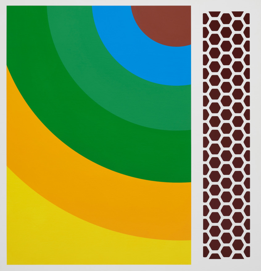 Thomas Wachholz Loro, 2020 Red phosphorus and acrylic on canvas 43 1/4 x 41 3/8 x 1 3/8 in 110 x 105 x 3.5 cm (TW20.015)